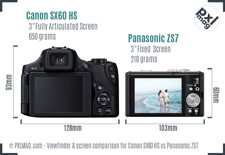 Canon SX60 HS vs Panasonic ZS7 Screen and Viewfinder comparison