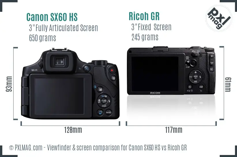 Canon SX60 HS vs Ricoh GR Screen and Viewfinder comparison Canon SX60 HS vs Ricoh GR Screen and Viewfinder comparison