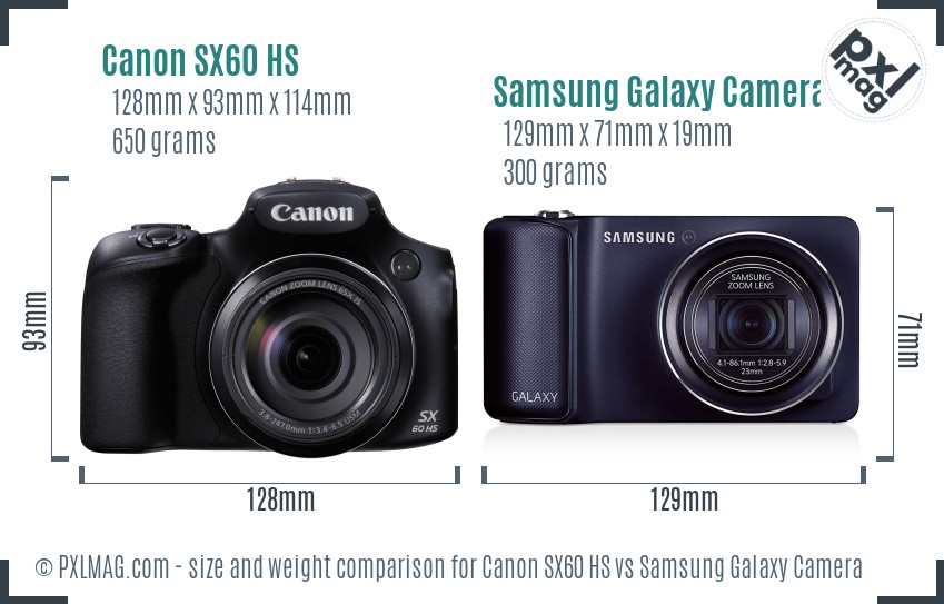 Canon SX60 HS vs Samsung Galaxy Camera size comparison