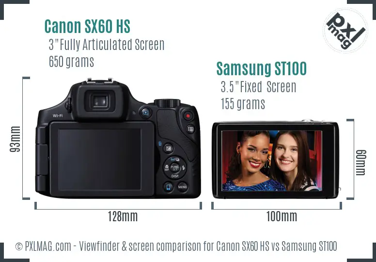 Canon SX60 HS vs Samsung ST100 Screen and Viewfinder comparison Canon SX60 HS vs Samsung ST100 Screen and Viewfinder comparison