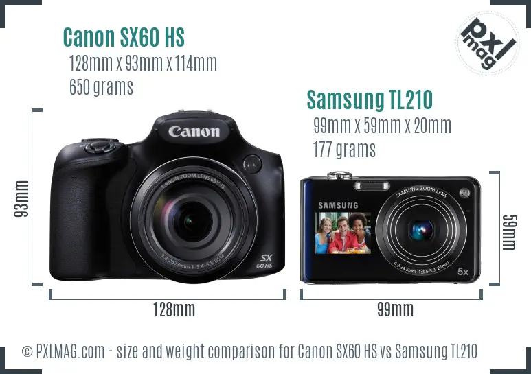 Canon SX60 HS vs Samsung TL210 size comparison Canon SX60 HS vs Samsung TL210 size comparison