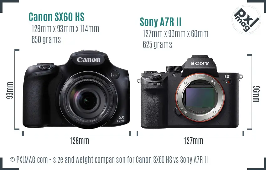 Canon SX60 HS vs Sony A7R II size comparison Canon SX60 HS vs Sony A7R II size comparison