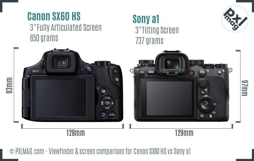 Canon SX60 HS vs Sony a1 Screen and Viewfinder comparison