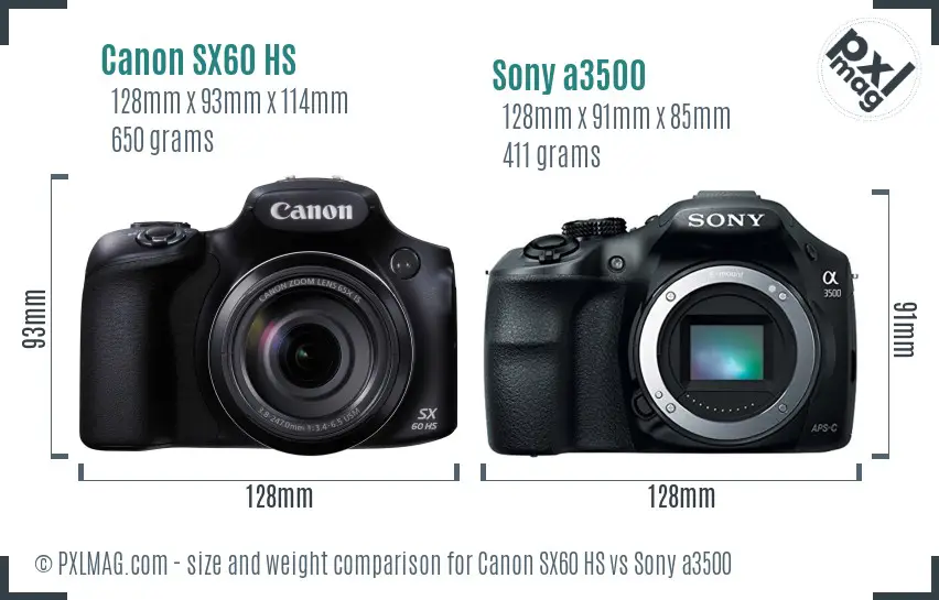 Canon SX60 HS vs Sony a3500 size comparison Canon SX60 HS vs Sony a3500 size comparison