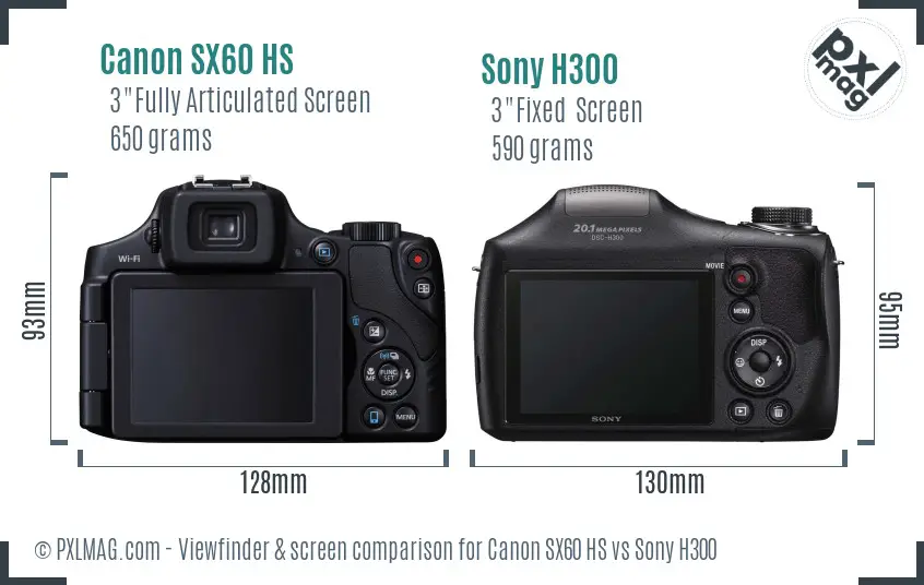 Canon SX60 HS vs Sony H300 Screen and Viewfinder comparison