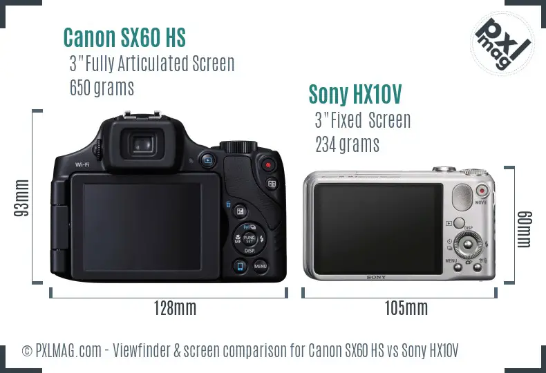 Canon SX60 HS vs Sony HX10V Screen and Viewfinder comparison Canon SX60 HS vs Sony HX10V Screen and Viewfinder comparison