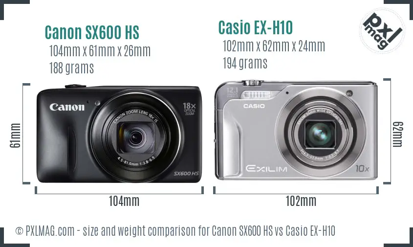 Canon SX600 HS vs Casio EX-H10 size comparison Canon SX600 HS vs Casio EX-H10 size comparison