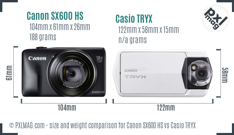 Canon SX600 HS vs Casio TRYX size comparison Canon SX600 HS vs Casio TRYX size comparison