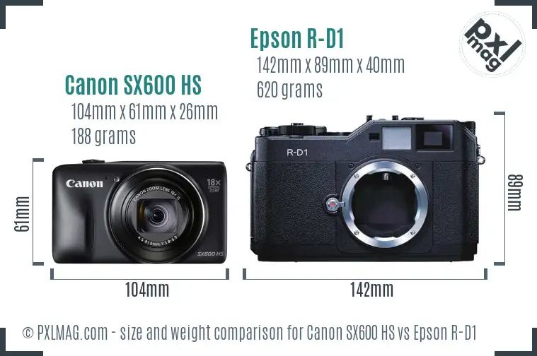 Canon SX600 HS vs Epson R-D1 size comparison Canon SX600 HS vs Epson R-D1 size comparison