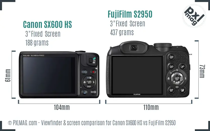 Canon SX600 HS vs FujiFilm S2950 Screen and Viewfinder comparison Canon SX600 HS vs FujiFilm S2950 Screen and Viewfinder comparison