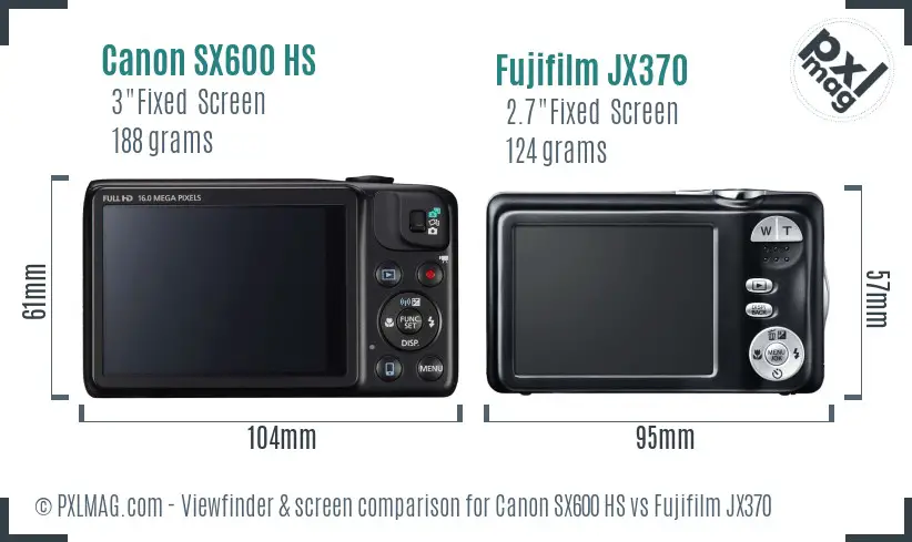 Canon SX600 HS vs Fujifilm JX370 Screen and Viewfinder comparison