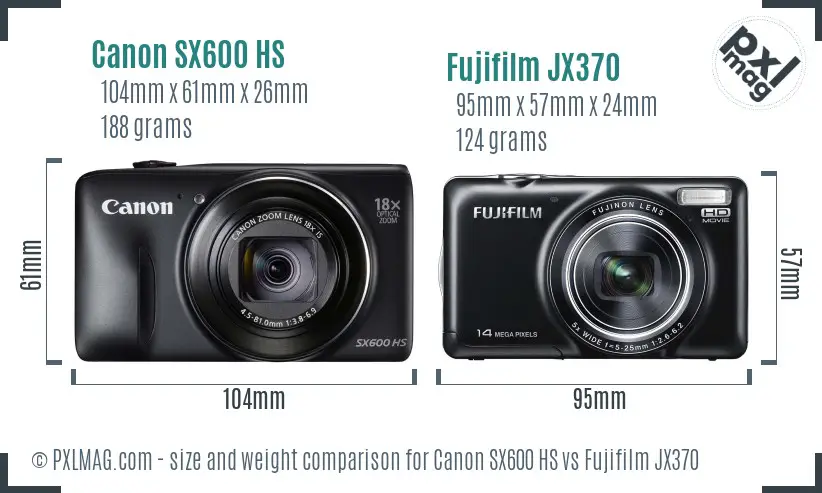 Canon SX600 HS vs Fujifilm JX370 size comparison