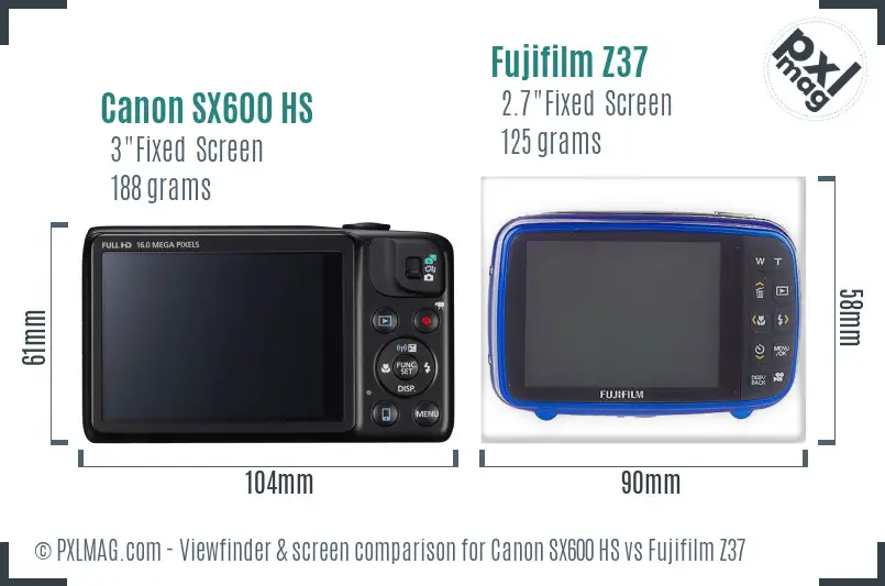 Canon SX600 HS vs Fujifilm Z37 Screen and Viewfinder comparison Canon SX600 HS vs Fujifilm Z37 Screen and Viewfinder comparison