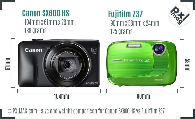 Canon SX600 HS vs Fujifilm Z37 size comparison Canon SX600 HS vs Fujifilm Z37 size comparison