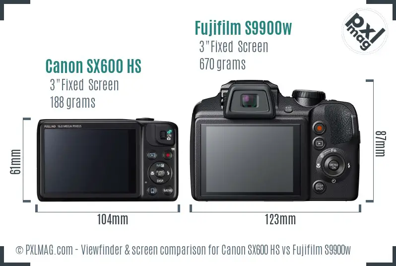Canon SX600 HS vs Fujifilm S9900w Screen and Viewfinder comparison Canon SX600 HS vs Fujifilm S9900w Screen and Viewfinder comparison