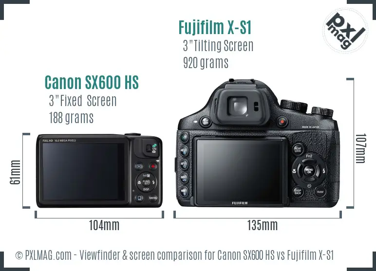 Canon SX600 HS vs Fujifilm X-S1 Screen and Viewfinder comparison Canon SX600 HS vs Fujifilm X-S1 Screen and Viewfinder comparison