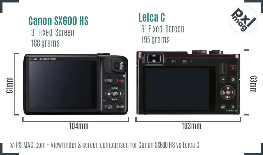 Canon SX600 HS vs Leica C Screen and Viewfinder comparison Canon SX600 HS vs Leica C Screen and Viewfinder comparison