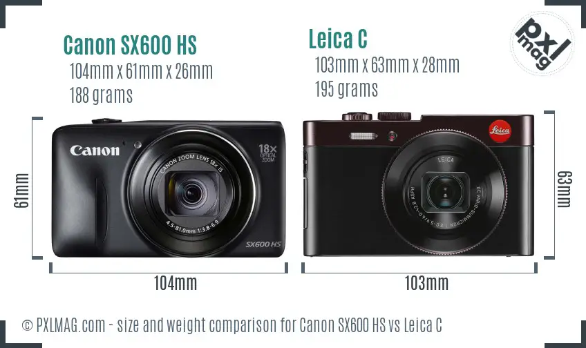 Canon SX600 HS vs Leica C size comparison Canon SX600 HS vs Leica C size comparison