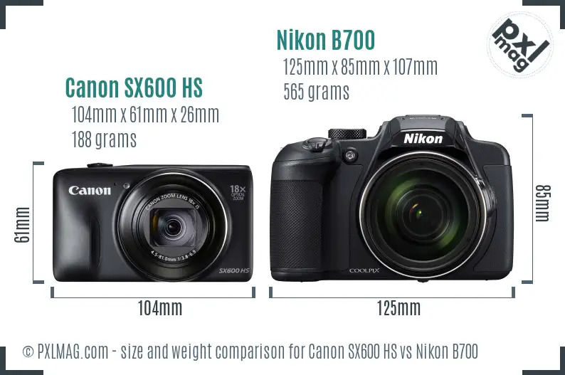 Canon SX600 HS vs Nikon B700 size comparison Canon SX600 HS vs Nikon B700 size comparison