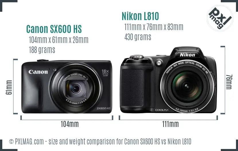 Canon SX600 HS vs Nikon L810 size comparison Canon SX600 HS vs Nikon L810 size comparison