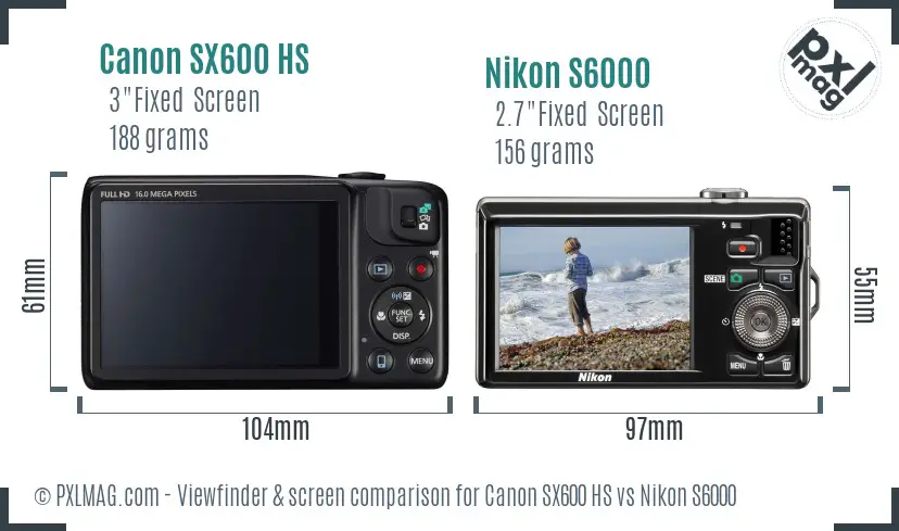 Canon SX600 HS vs Nikon S6000 Screen and Viewfinder comparison Canon SX600 HS vs Nikon S6000 Screen and Viewfinder comparison