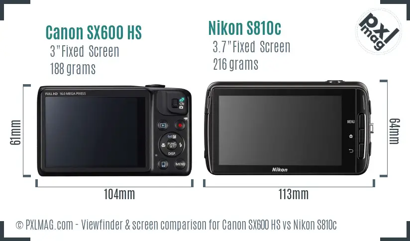 Canon SX600 HS vs Nikon S810c Screen and Viewfinder comparison Canon SX600 HS vs Nikon S810c Screen and Viewfinder comparison