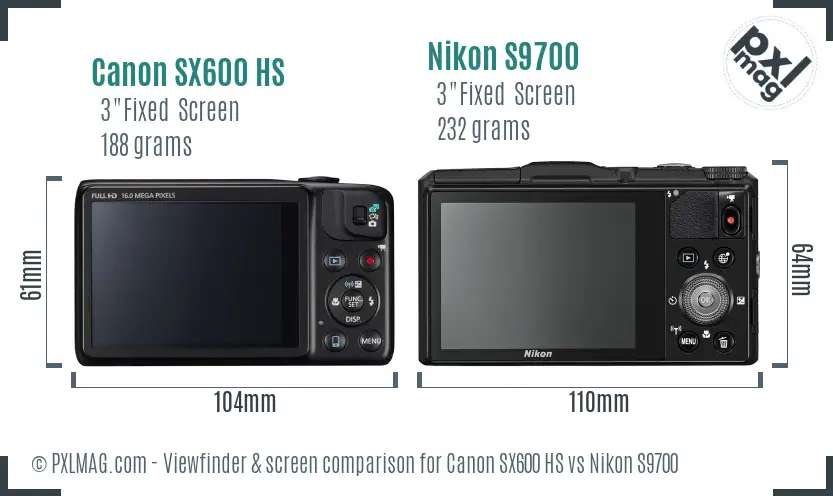 Canon SX600 HS vs Nikon S9700 Screen and Viewfinder comparison Canon SX600 HS vs Nikon S9700 Screen and Viewfinder comparison