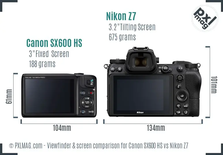 Canon SX600 HS vs Nikon Z7 Screen and Viewfinder comparison Canon SX600 HS vs Nikon Z7 Screen and Viewfinder comparison