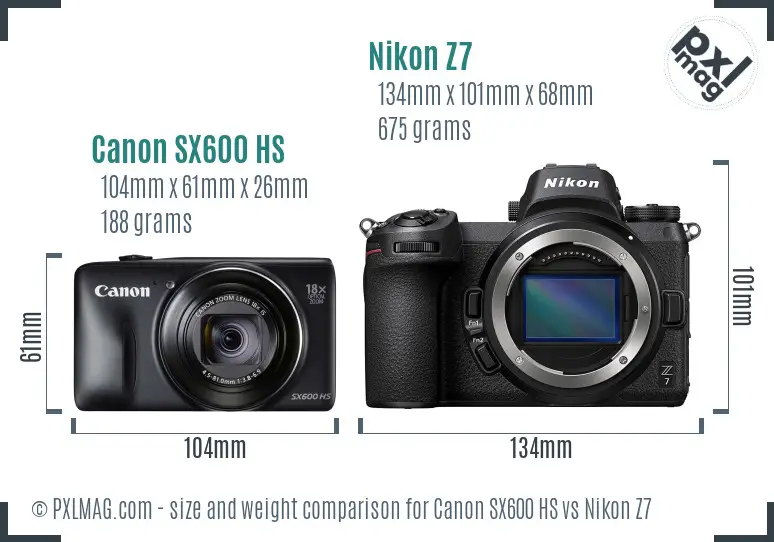 Canon SX600 HS vs Nikon Z7 size comparison Canon SX600 HS vs Nikon Z7 size comparison