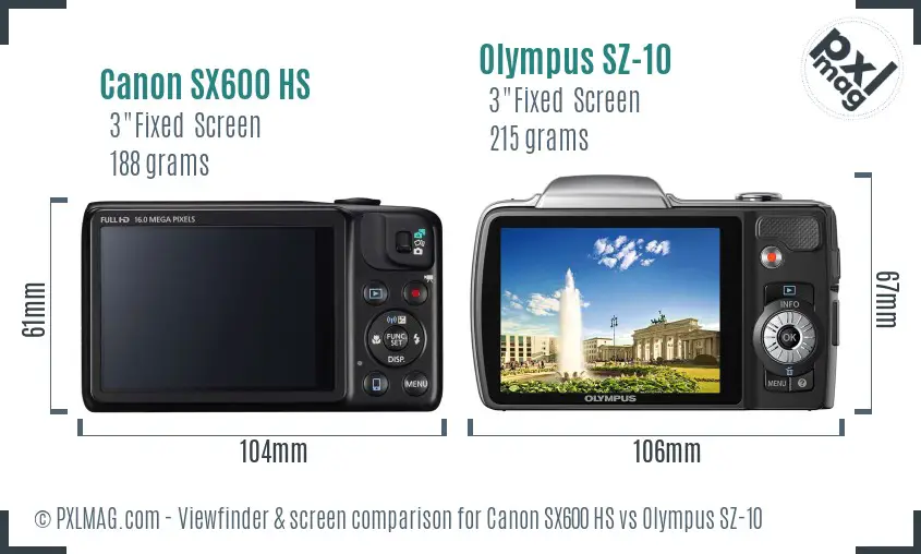 Canon SX600 HS vs Olympus SZ-10 Screen and Viewfinder comparison Canon SX600 HS vs Olympus SZ-10 Screen and Viewfinder comparison