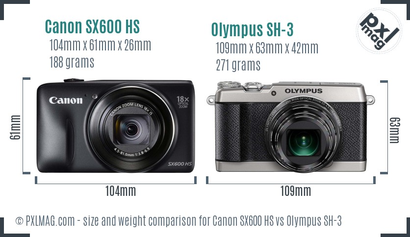 Canon SX600 HS vs Olympus SH-3 size comparison Canon SX600 HS vs Olympus SH-3 size comparison