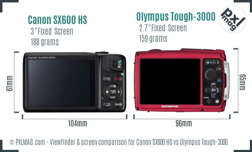 Canon SX600 HS vs Olympus Tough-3000 Screen and Viewfinder comparison Canon SX600 HS vs Olympus Tough-3000 Screen and Viewfinder comparison