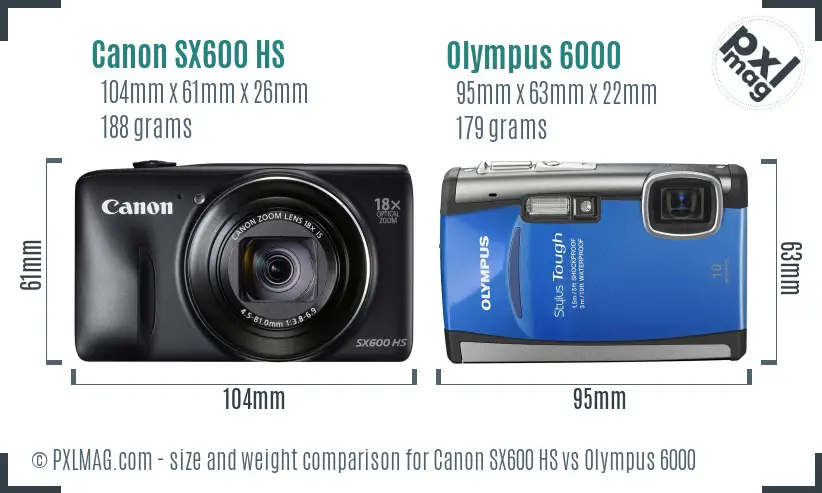 Canon SX600 HS vs Olympus 6000 size comparison