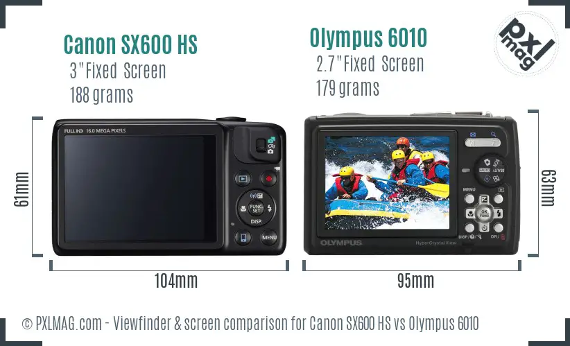 Canon SX600 HS vs Olympus 6010 Screen and Viewfinder comparison