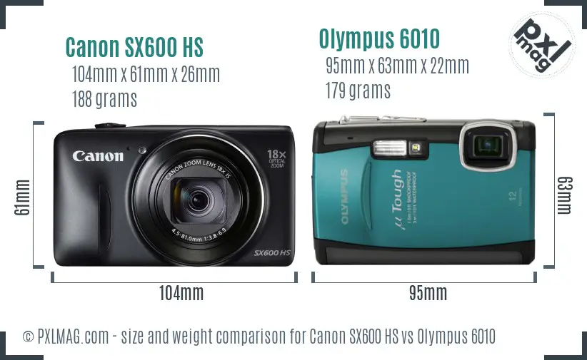 Canon SX600 HS vs Olympus 6010 size comparison