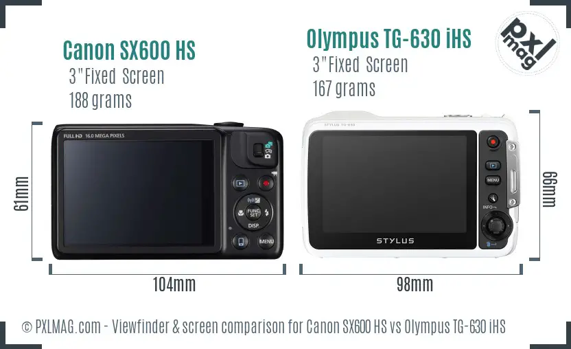 Canon SX600 HS vs Olympus TG-630 iHS Screen and Viewfinder comparison Canon SX600 HS vs Olympus TG-630 iHS Screen and Viewfinder comparison