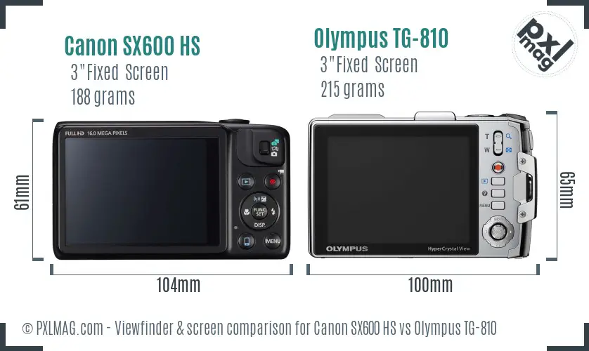 Canon SX600 HS vs Olympus TG-810 Screen and Viewfinder comparison Canon SX600 HS vs Olympus TG-810 Screen and Viewfinder comparison
