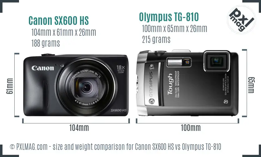 Canon SX600 HS vs Olympus TG-810 size comparison Canon SX600 HS vs Olympus TG-810 size comparison