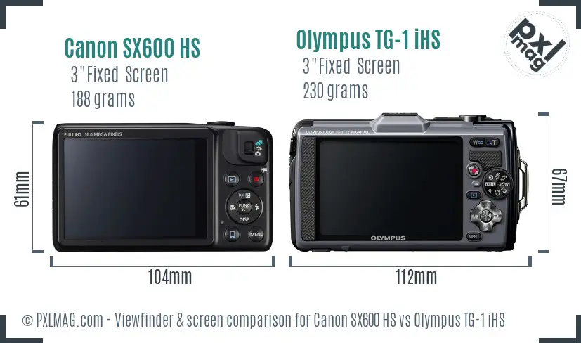 Canon SX600 HS vs Olympus TG-1 iHS Screen and Viewfinder comparison