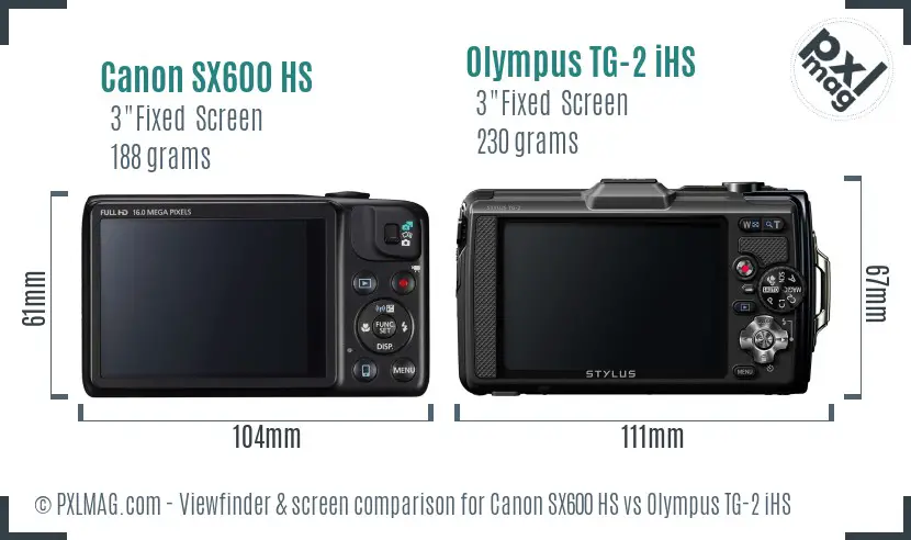 Canon SX600 HS vs Olympus TG-2 iHS Screen and Viewfinder comparison