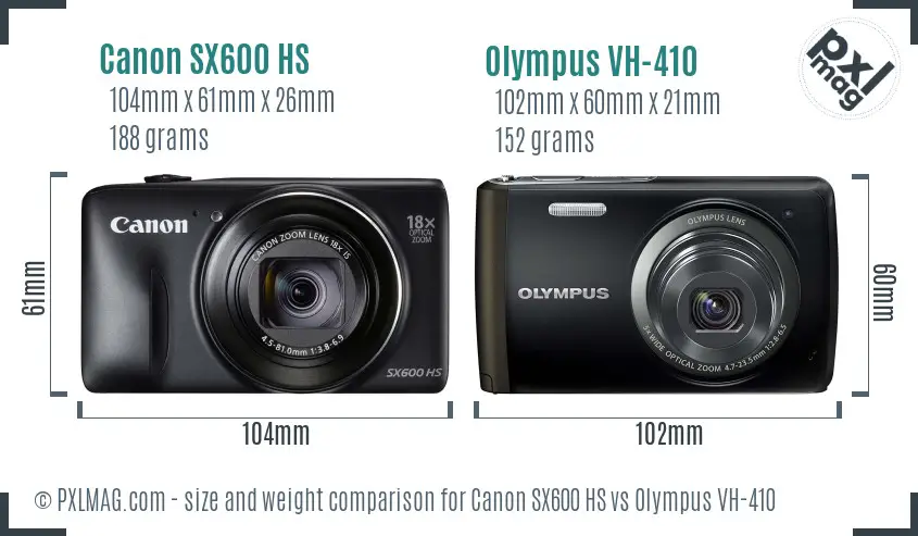 Canon SX600 HS vs Olympus VH-410 size comparison Canon SX600 HS vs Olympus VH-410 size comparison