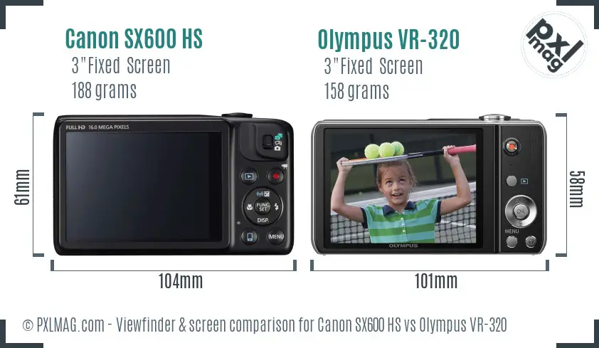 Canon SX600 HS vs Olympus VR-320 Screen and Viewfinder comparison