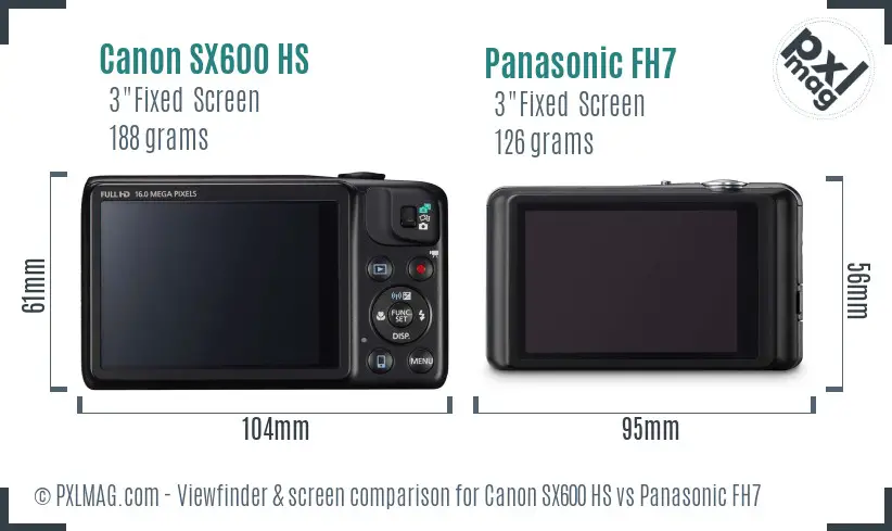 Canon SX600 HS vs Panasonic FH7 Screen and Viewfinder comparison Canon SX600 HS vs Panasonic FH7 Screen and Viewfinder comparison