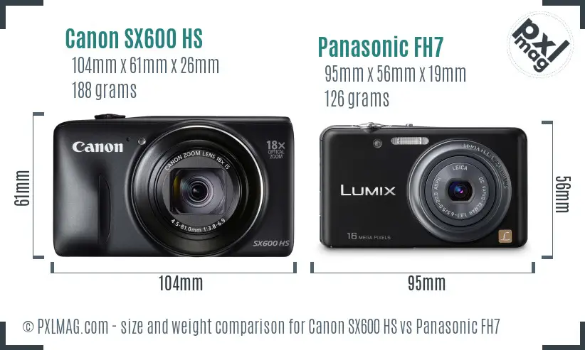 Canon SX600 HS vs Panasonic FH7 size comparison Canon SX600 HS vs Panasonic FH7 size comparison