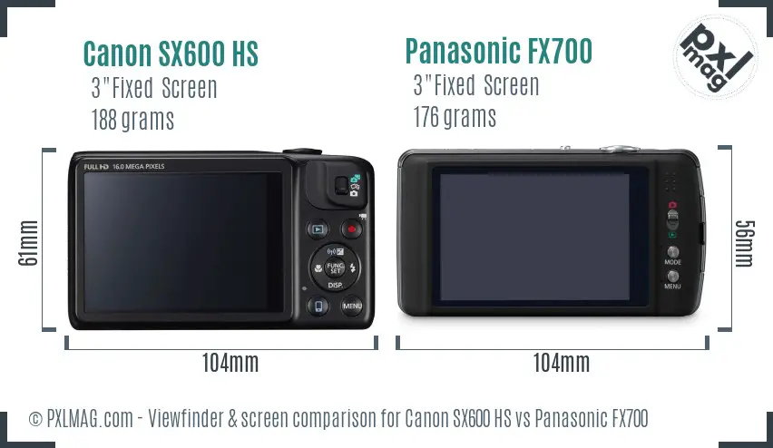 Canon SX600 HS vs Panasonic FX700 Screen and Viewfinder comparison Canon SX600 HS vs Panasonic FX700 Screen and Viewfinder comparison
