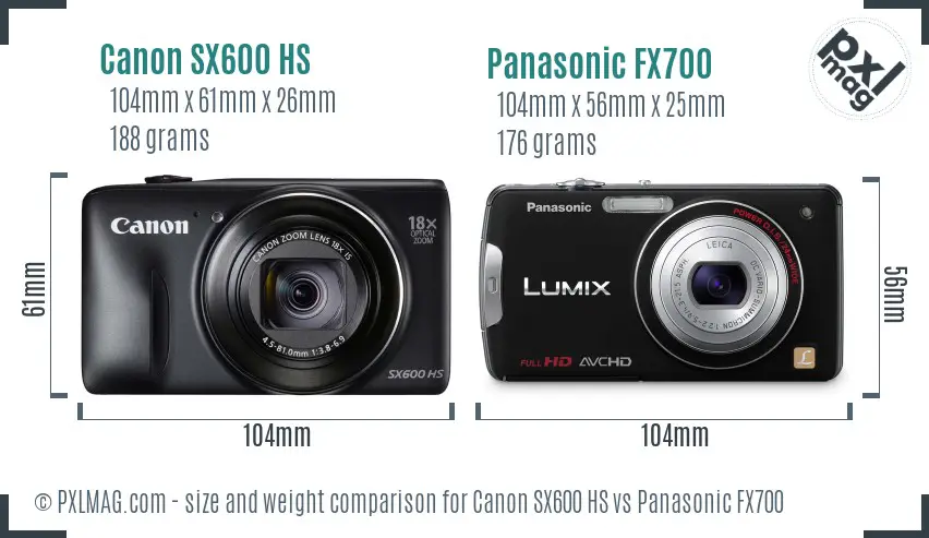 Canon SX600 HS vs Panasonic FX700 size comparison Canon SX600 HS vs Panasonic FX700 size comparison