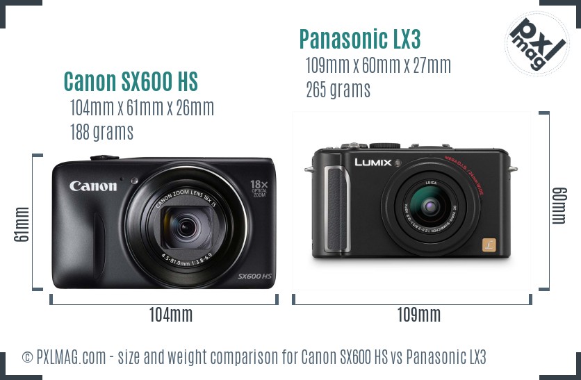 Canon SX600 HS vs Panasonic LX3 size comparison Canon SX600 HS vs Panasonic LX3 size comparison