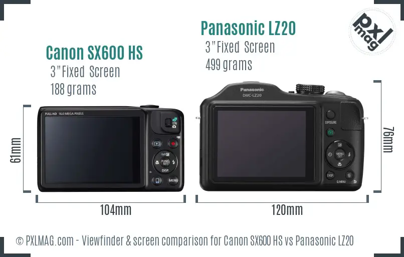 Canon SX600 HS vs Panasonic LZ20 Screen and Viewfinder comparison Canon SX600 HS vs Panasonic LZ20 Screen and Viewfinder comparison