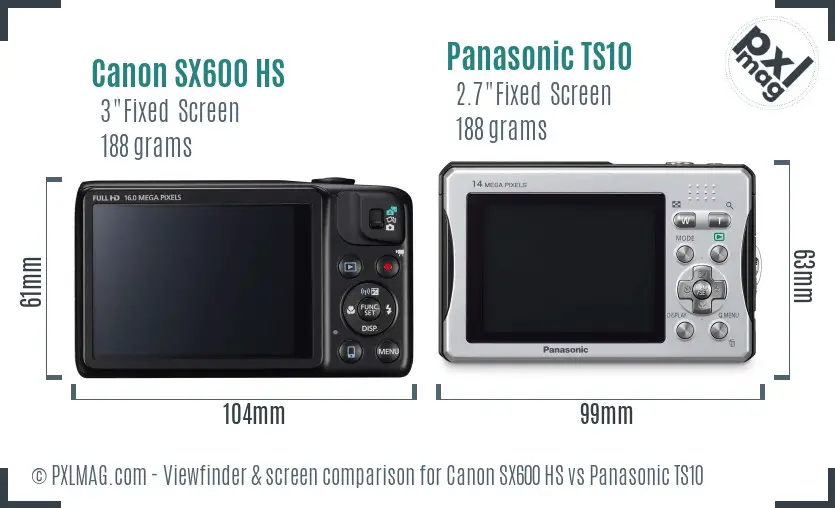 Canon SX600 HS vs Panasonic TS10 Screen and Viewfinder comparison