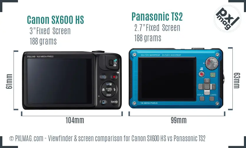 Canon SX600 HS vs Panasonic TS2 Screen and Viewfinder comparison